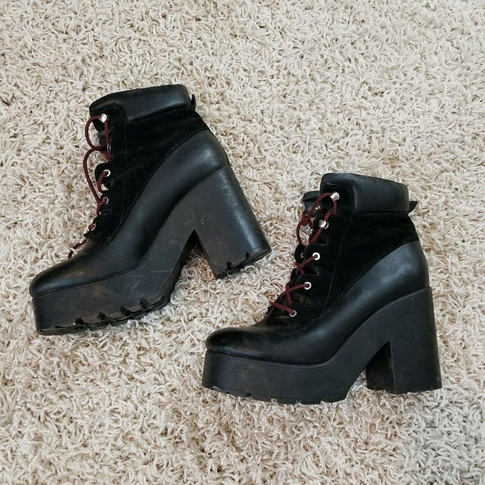 black platform boots